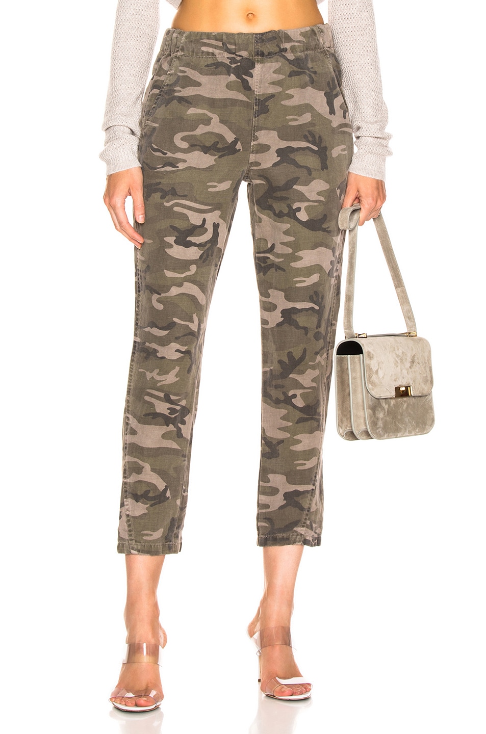 Image 1 of AMO Pull On Slouch Trouser in Warm Grey Camo