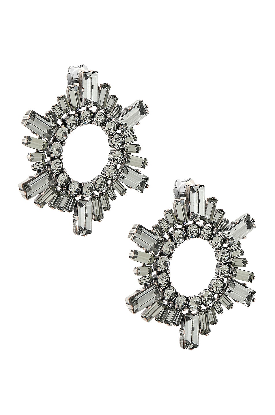 Image 1 of AMINA MUADDI Mini Begum Earrings in Antique Silver & Black Diamond Crystals