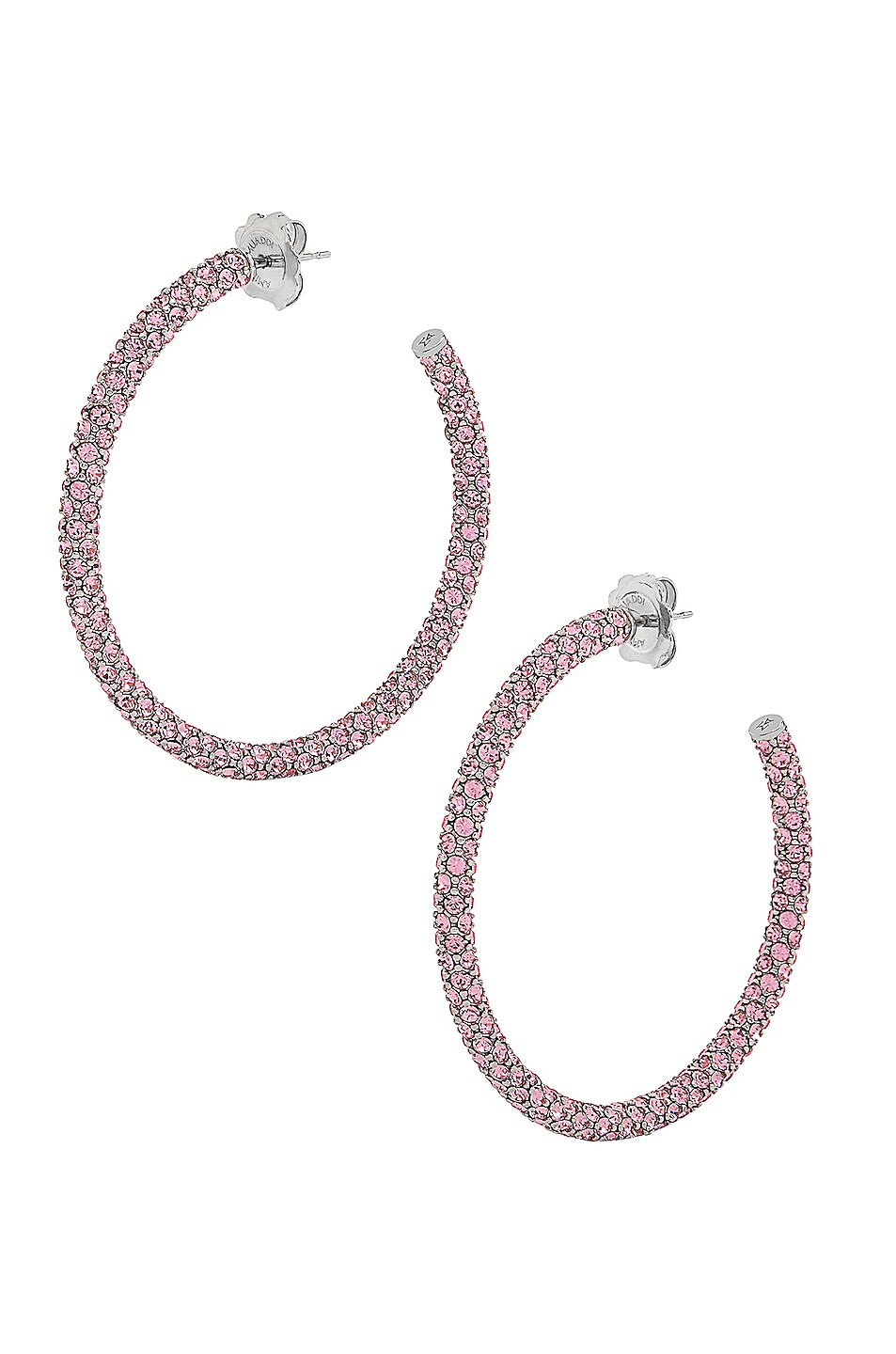 Image 1 of AMINA MUADDI Big Slim Cameron Hoop Earrings in Silver & Light Rose