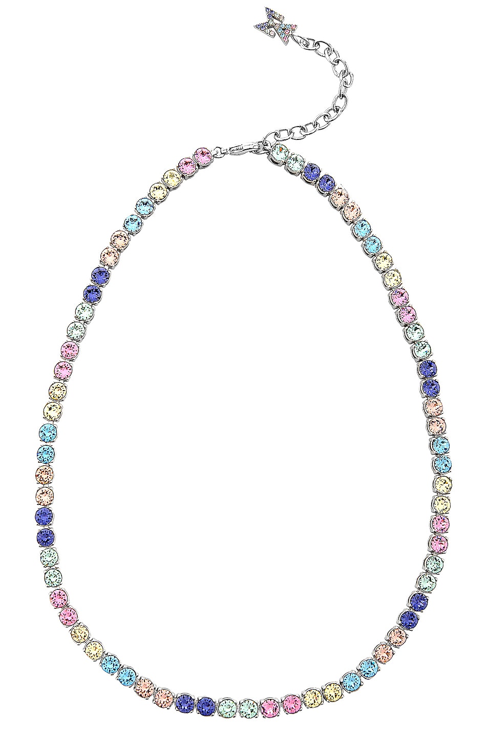 Image 1 of AMINA MUADDI Tennis Necklace in Silver & Candy Rainbow