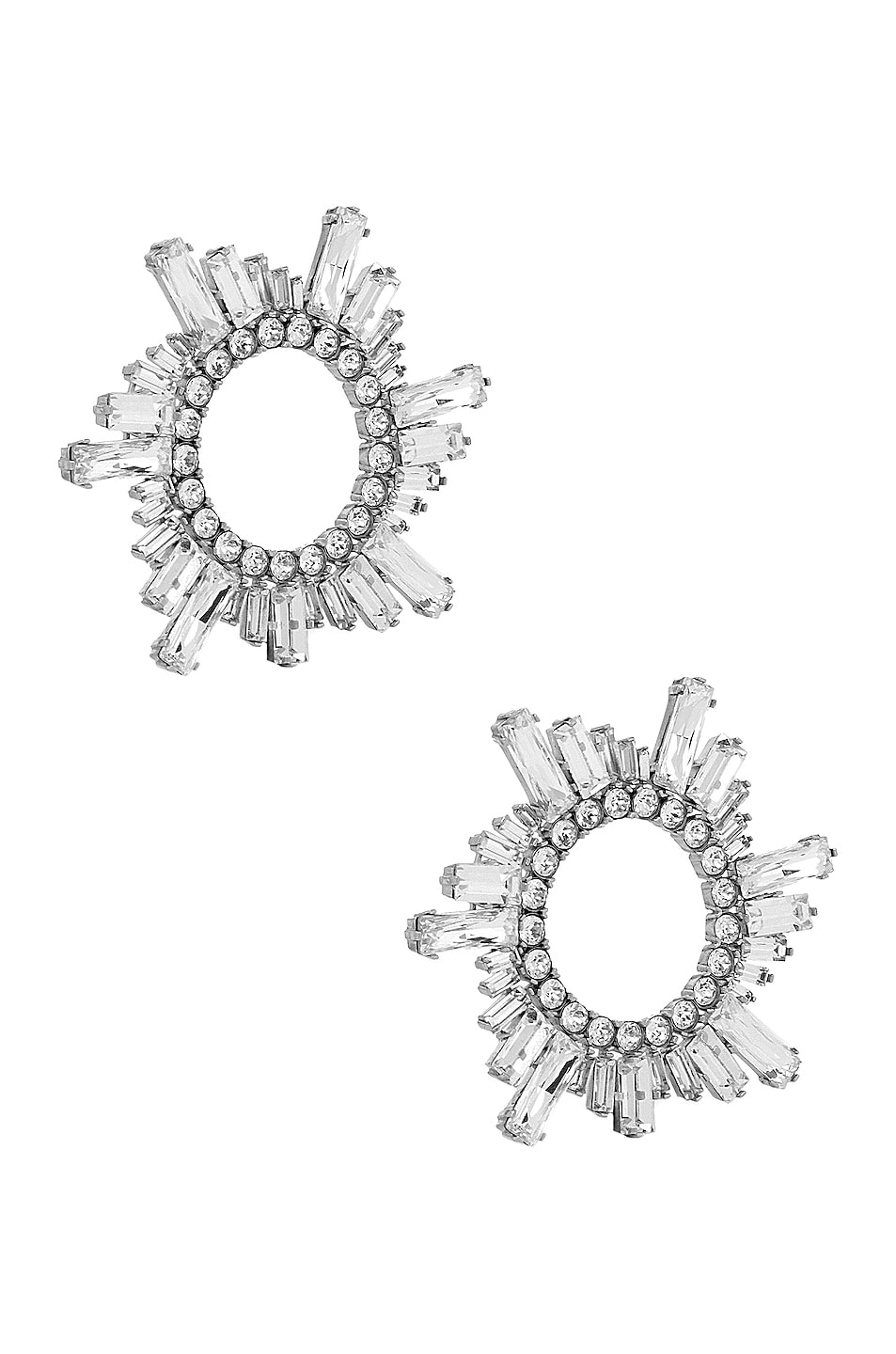 Image 1 of AMINA MUADDI Begum Earrings in Silver & White Crystal