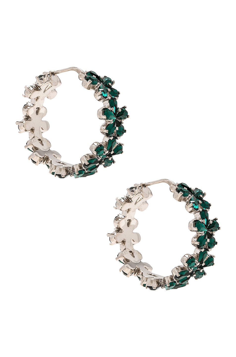 Image 1 of AMINA MUADDI Lily Hoop Earrings in Emerald