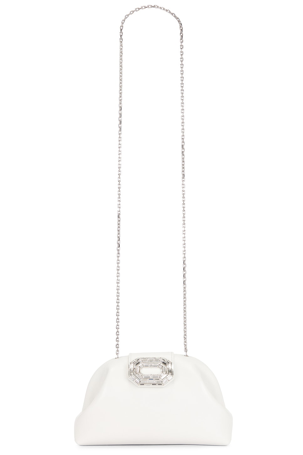 Camelia Leather Bag In White & Silver in White