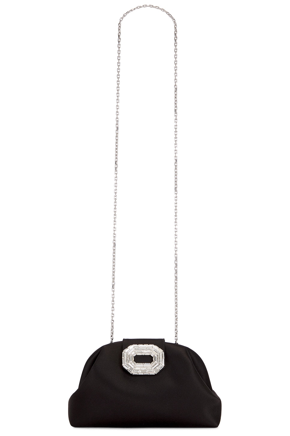 Camelia Satin Bag In Black & Silver in Black