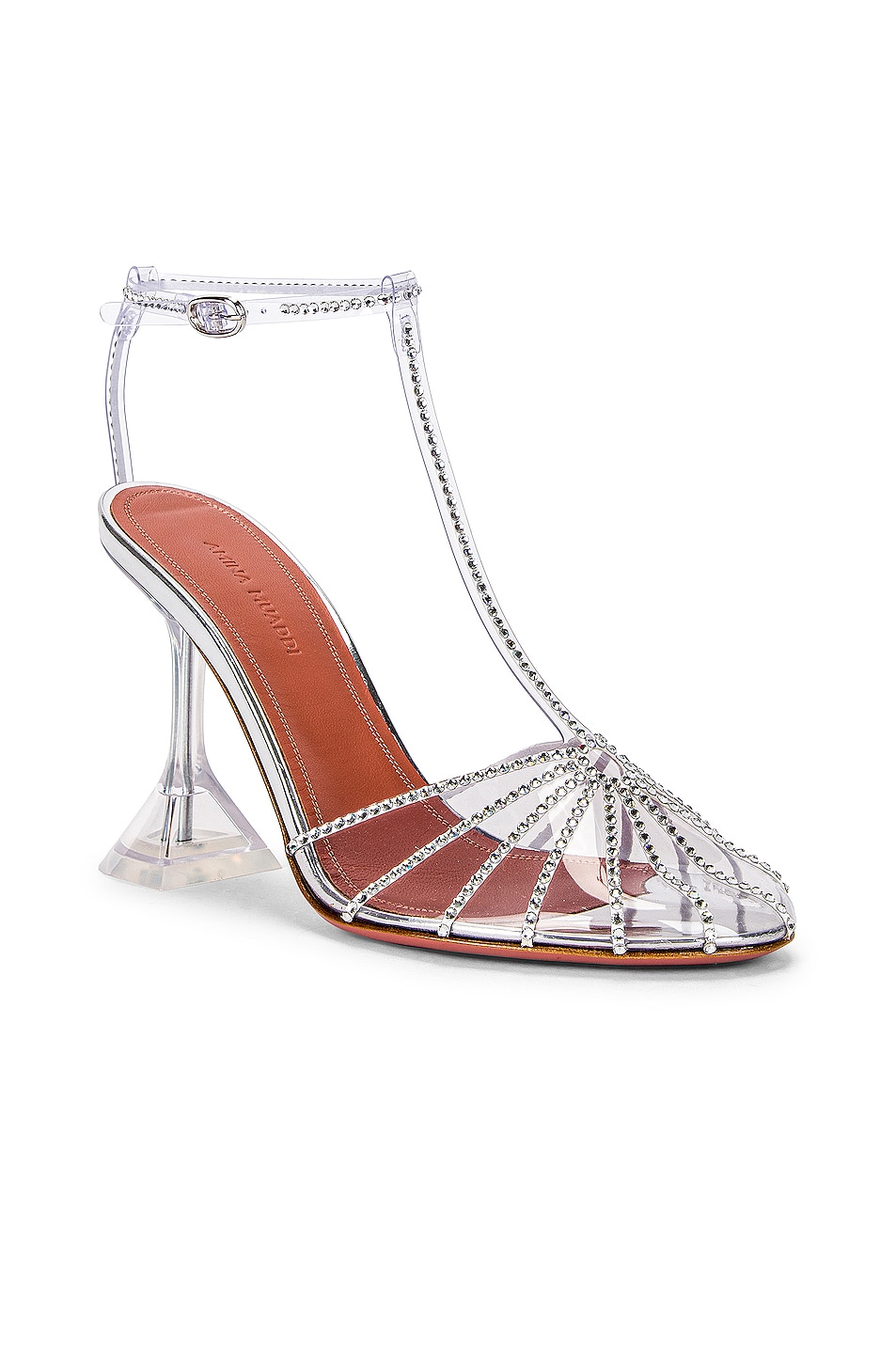 AMINA MUADDI Brygit T Pump Glass Heel in Transparent | FWRD