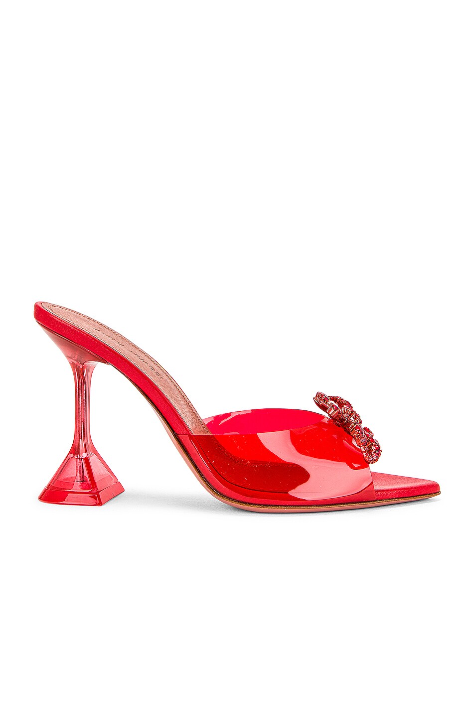 Image 1 of AMINA MUADDI Rosie Glass Slipper in Red & Red Crystal