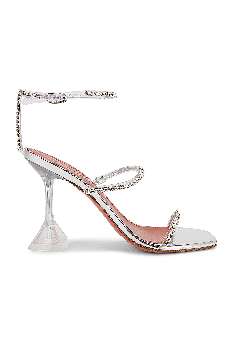 AMINA MUADDI Gilda Glass Sandal in Transparent & White Crystal | FWRD