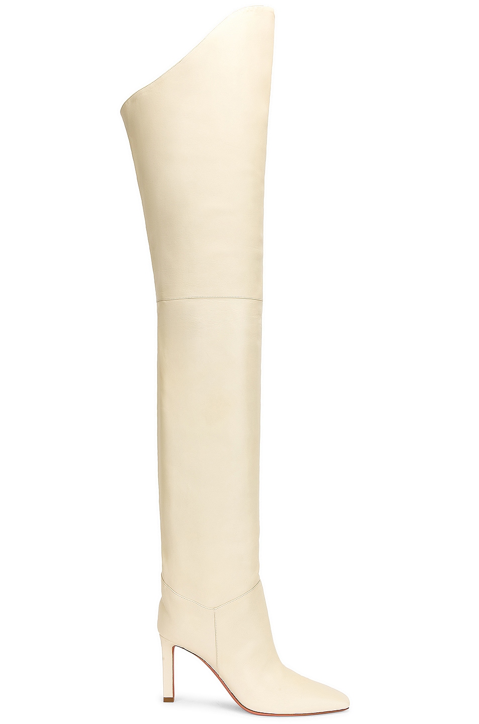 Image 1 of AMINA MUADDI Iman Nappa Thigh High Boot in Off-White