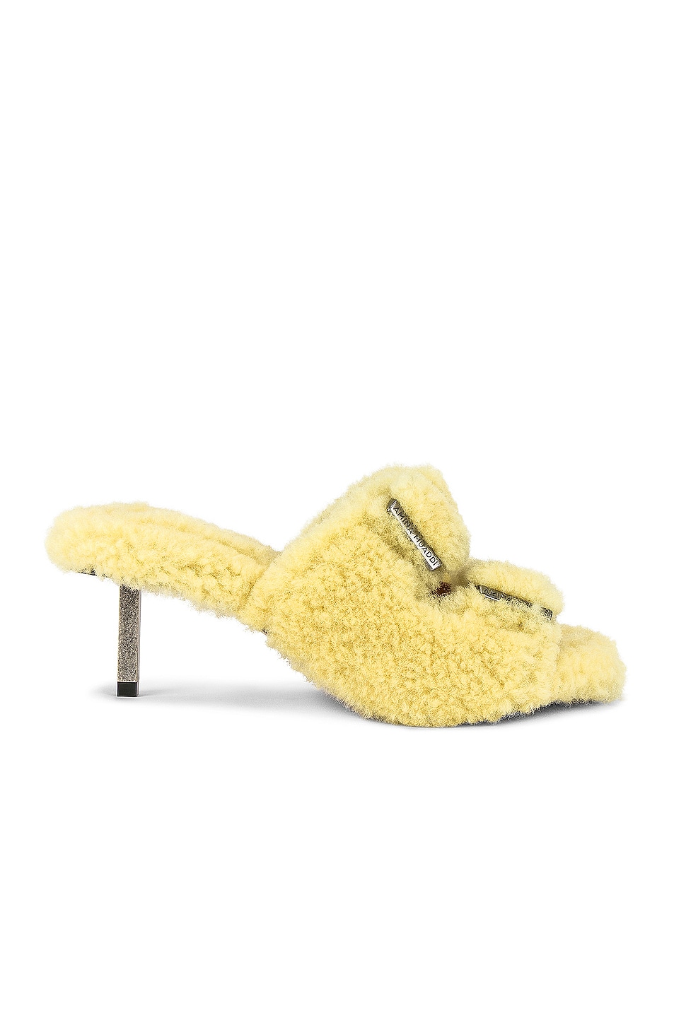 Image 1 of AMINA MUADDI Millie Shearling Sandal in Mellow Yellow