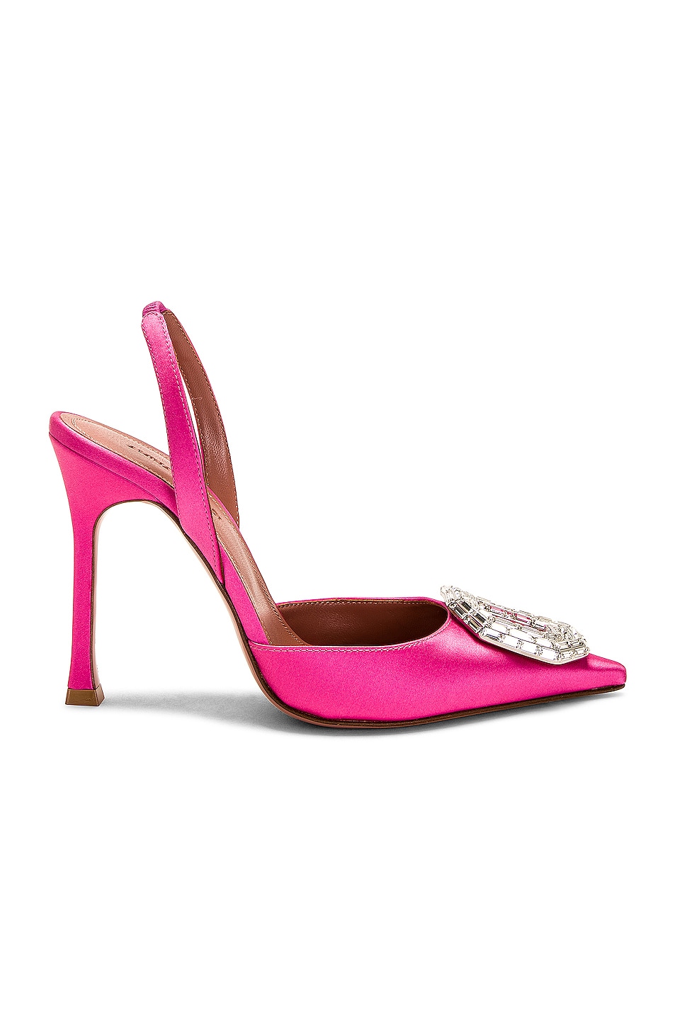 Image 1 of AMINA MUADDI Camelia Satin 105 Sling Heel in Pink