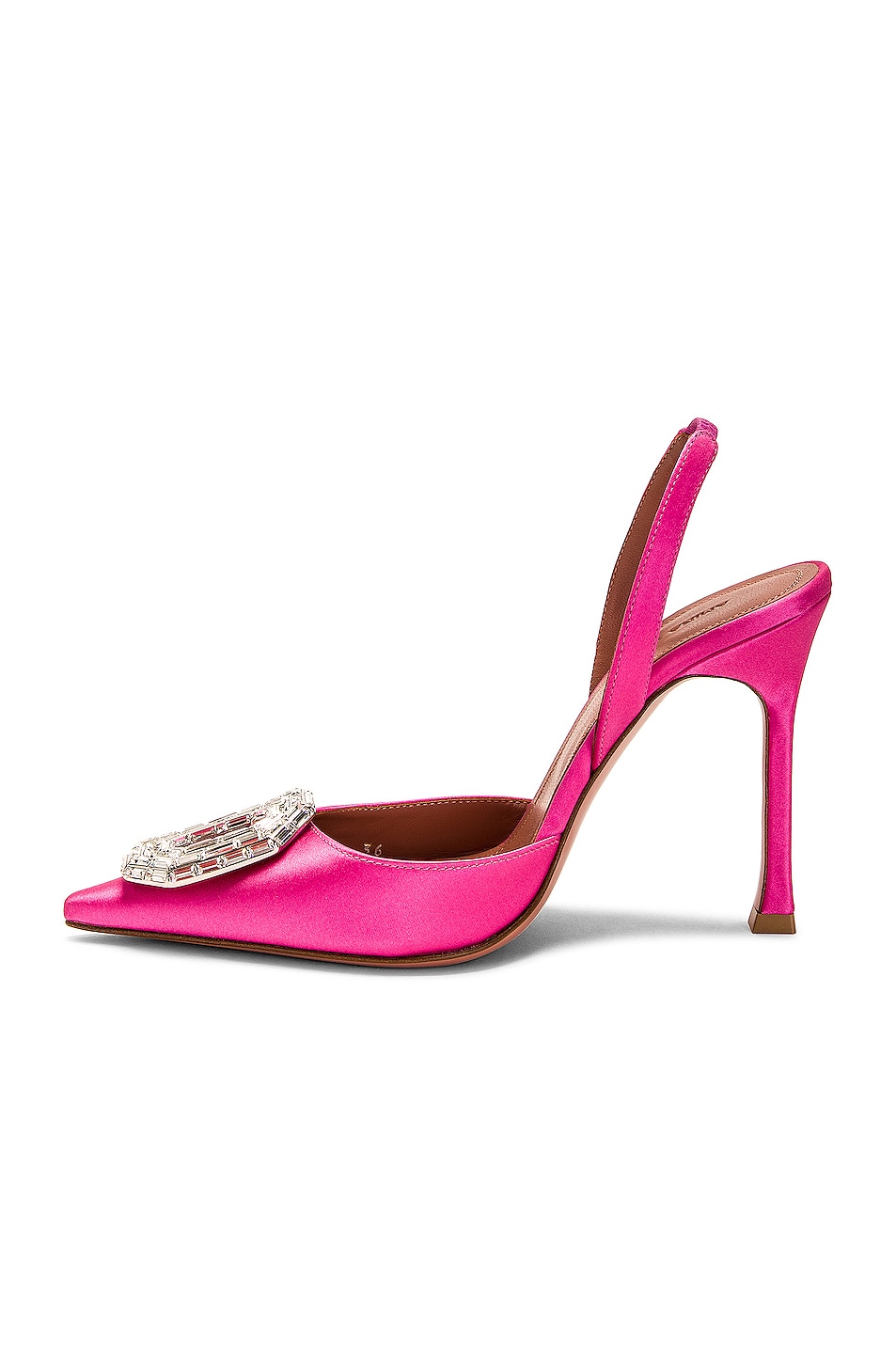 AMINA MUADDI Camelia Satin 105 Sling Heel in Pink | FWRD