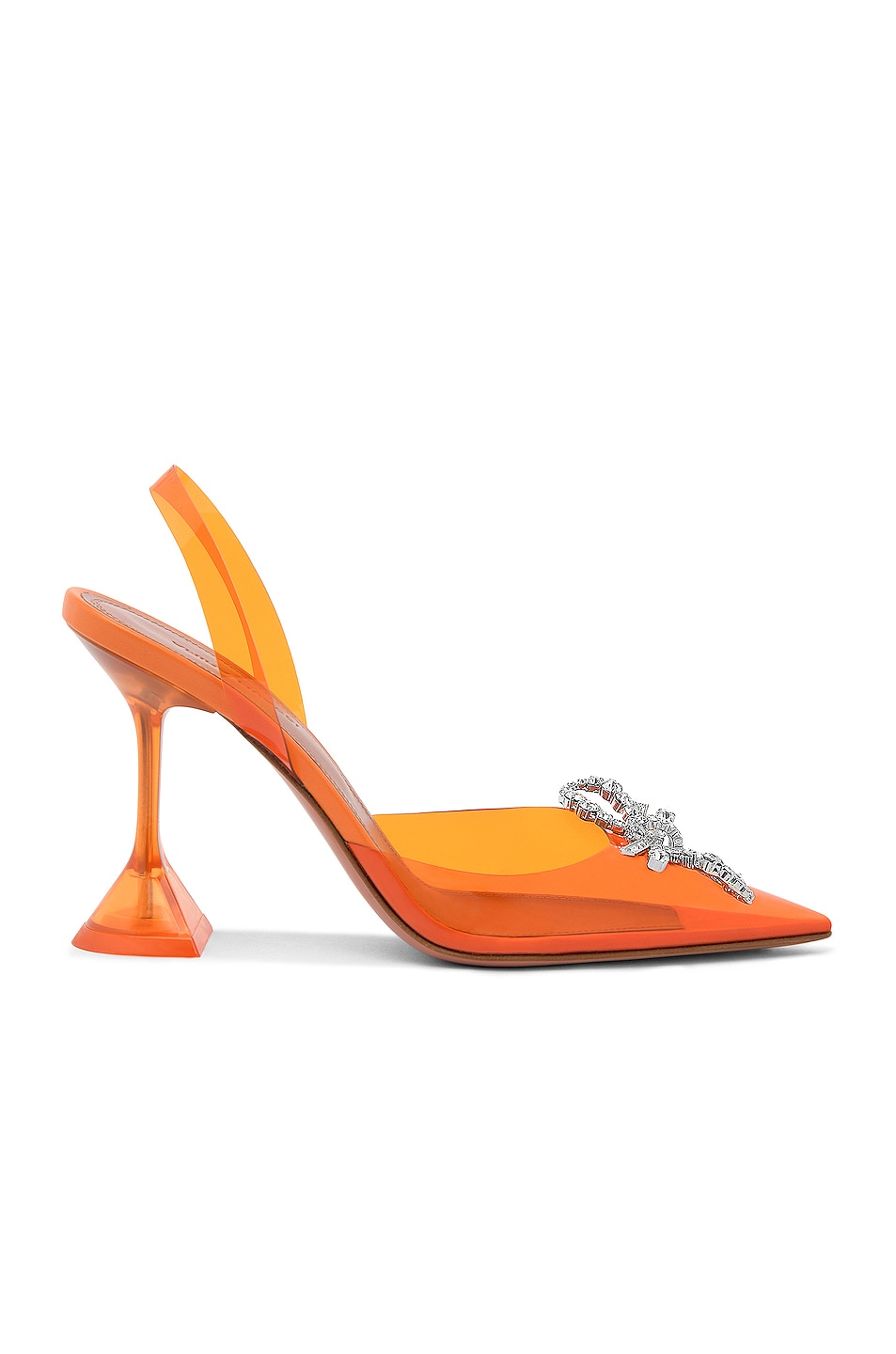 Image 1 of AMINA MUADDI Rosie Glass Heel in Orange & White Crystal Bow