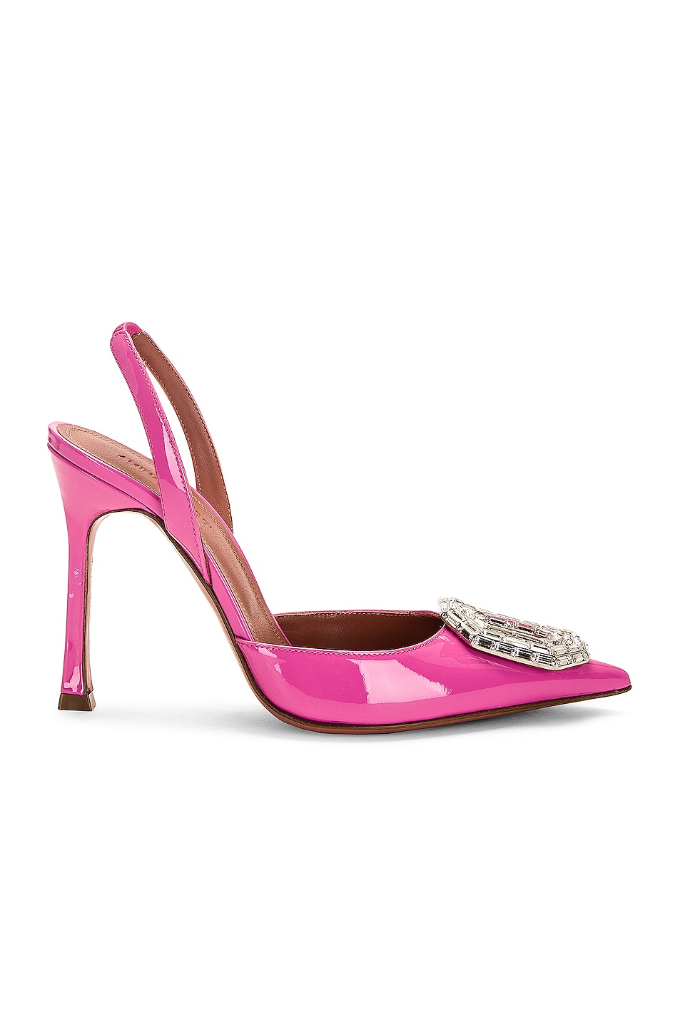Image 1 of AMINA MUADDI Camelia Patent 105 Sling Heel in Pink