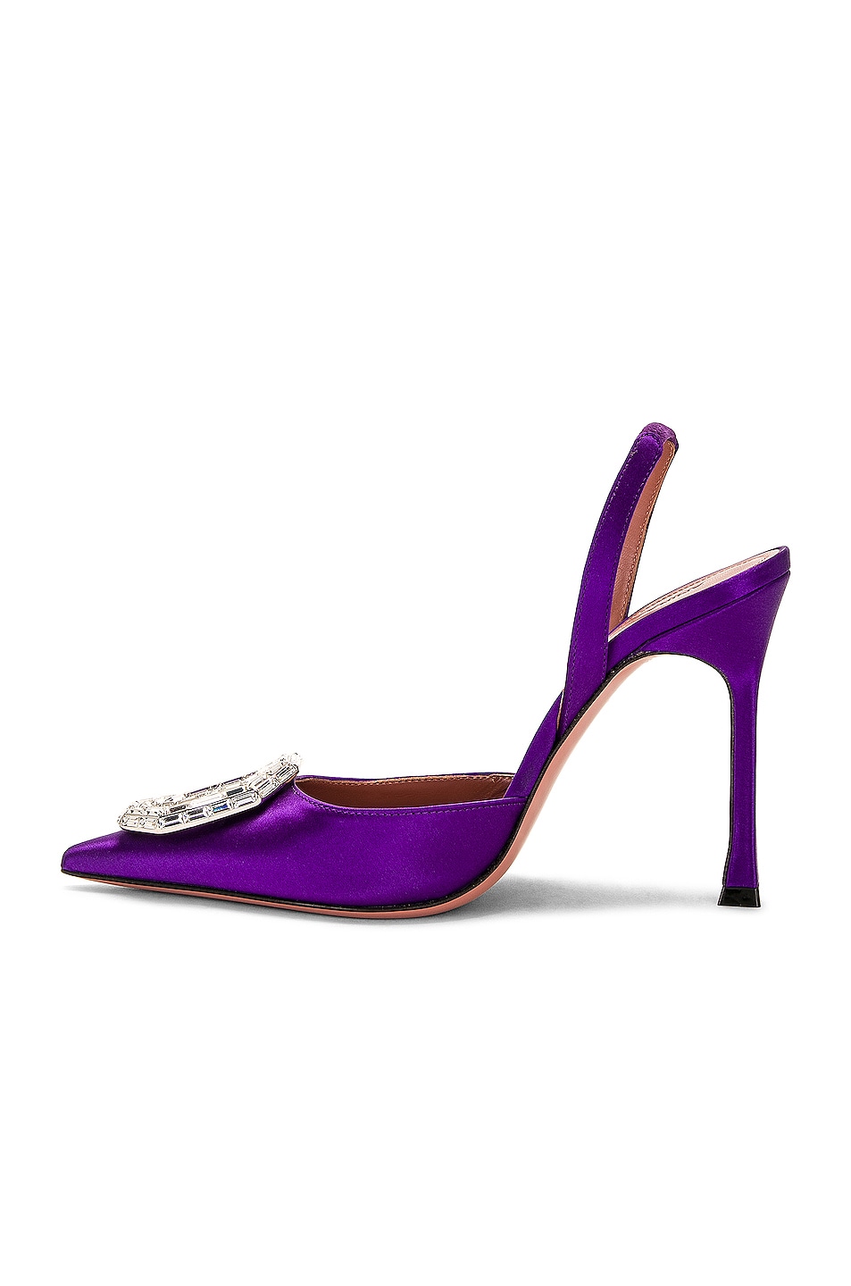 AMINA MUADDI Camelia Satin 105 Sling Heel in Purple | FWRD