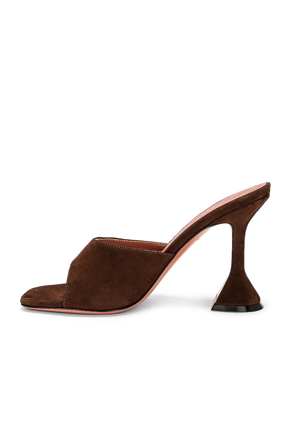 AMINA MUADDI Lupita Suede Slipper Mule in Dark Brown | FWRD