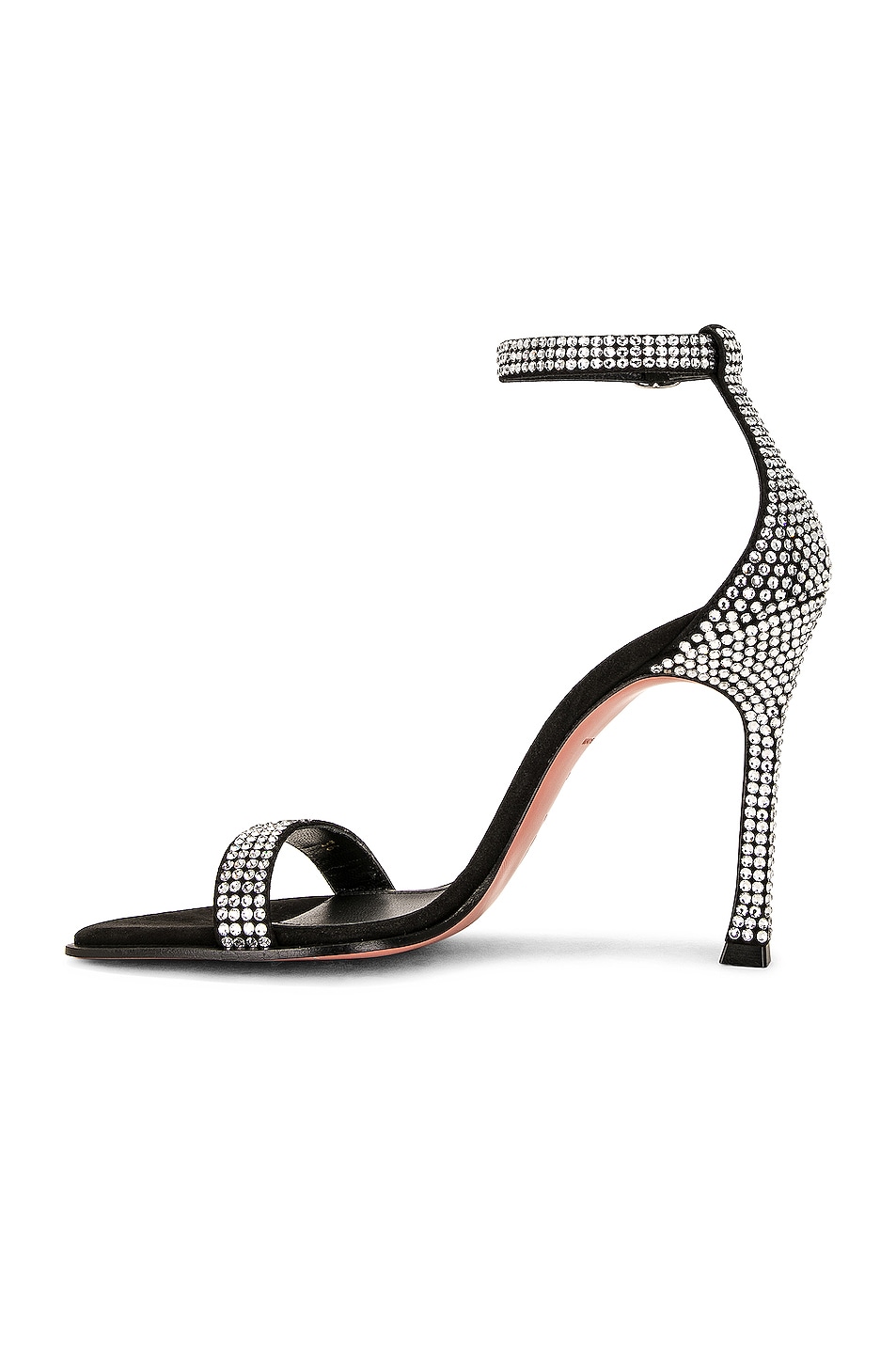 AMINA MUADDI Kim Suede Crystal Sandal in Black & White Crystals | FWRD