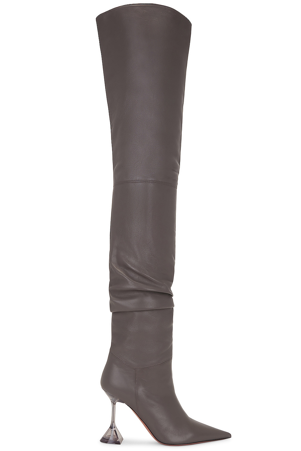 Image 1 of AMINA MUADDI Olivia Glass Thigh High Nappa Boot In Grey in Grey