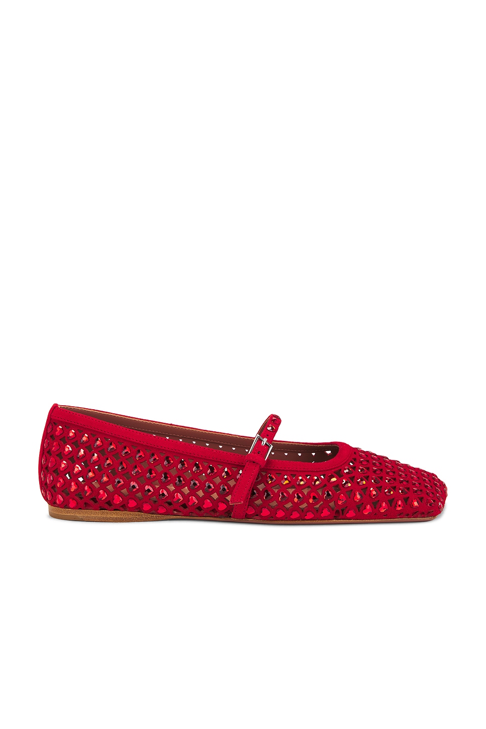 Ane Crystal Heart Flat in Red