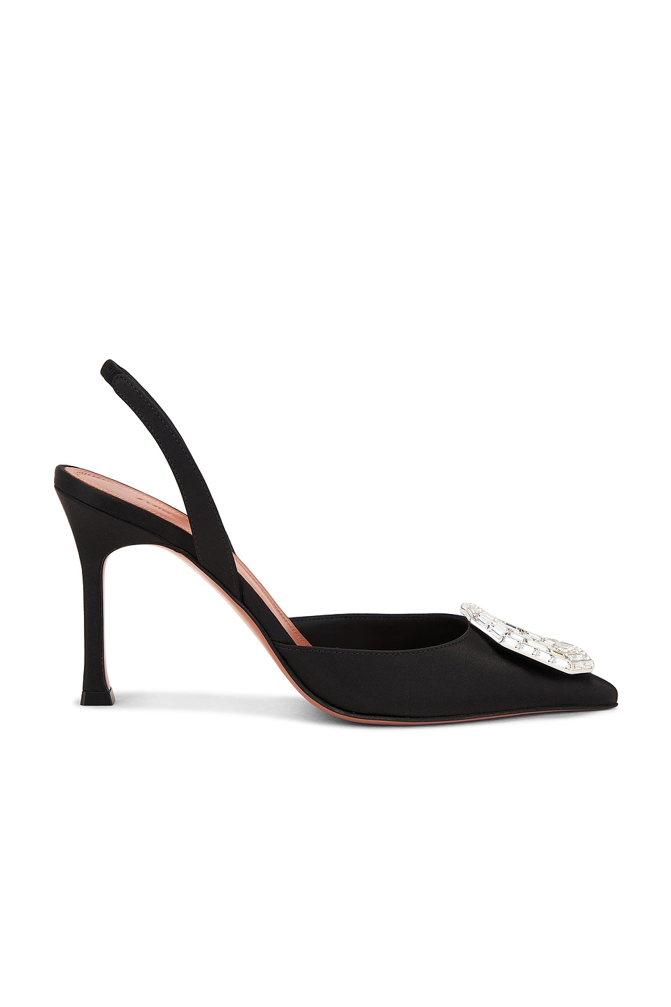 Camelia Satin 90 Sling Heel In Black in Black