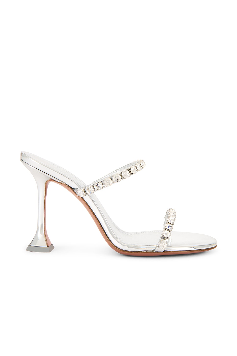 Gigi 95 Mirror Slipper Mule in Metallic Silver