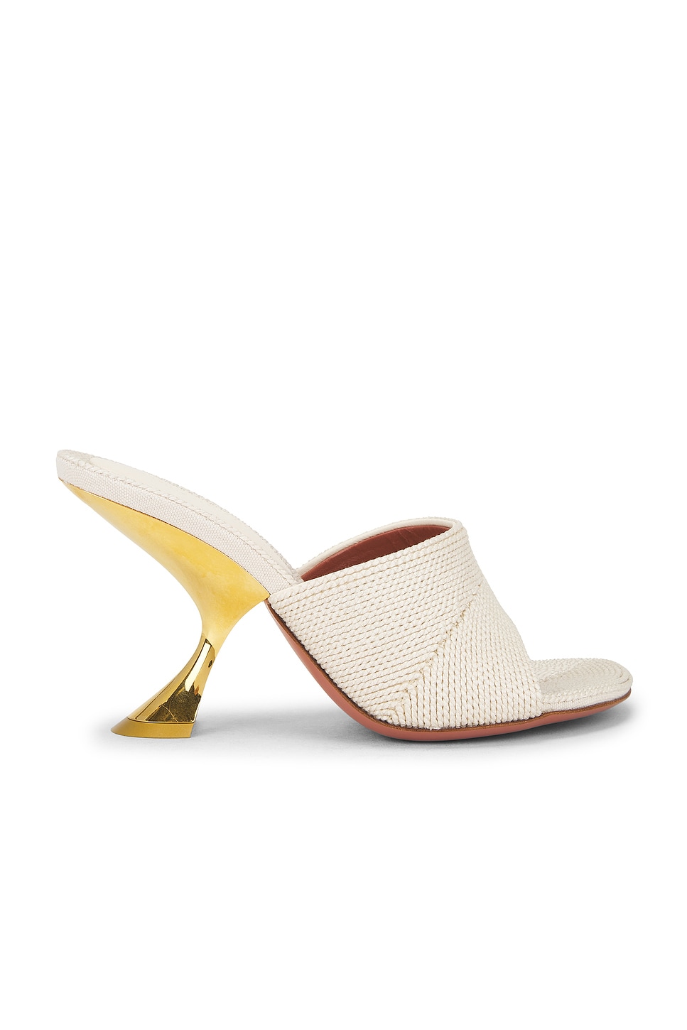 Image 1 of AMINA MUADDI Taylor Woven 90 Slipper in Beige & Gold