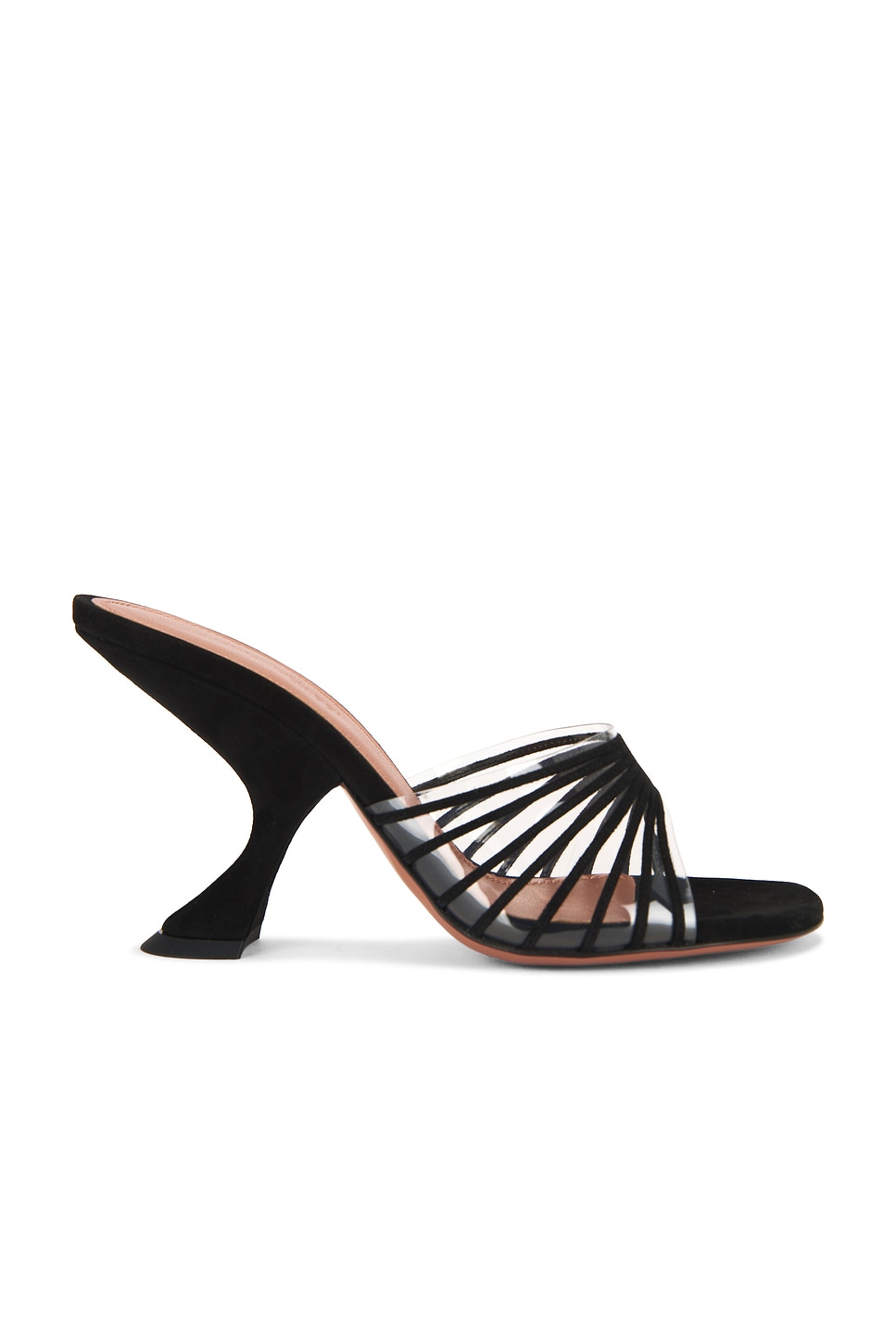 Image 1 of AMINA MUADDI Mookie 90 Slipper In Black & Pvc Transparent in Black & Pvc Transparent