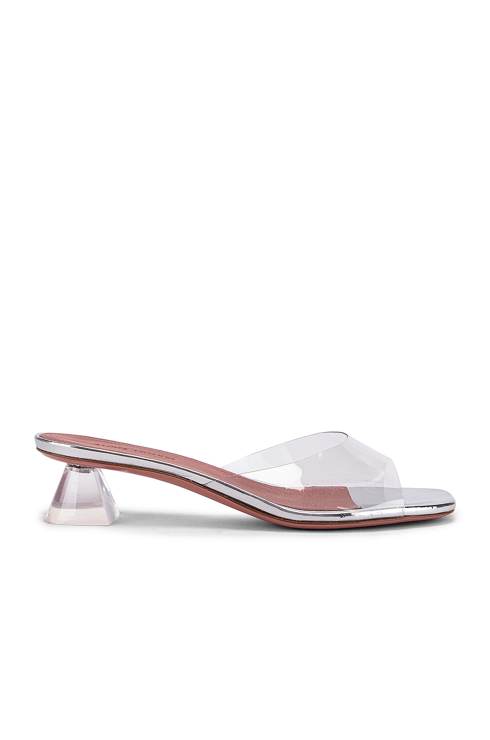 Image 1 of AMINA MUADDI Lupita 40 Plexi Sandal in Transparent & Silver Mirror