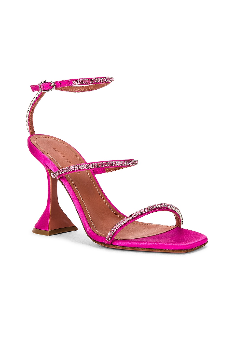 AMINA MUADDI Gilda Satin Sandal in Pink | FWRD