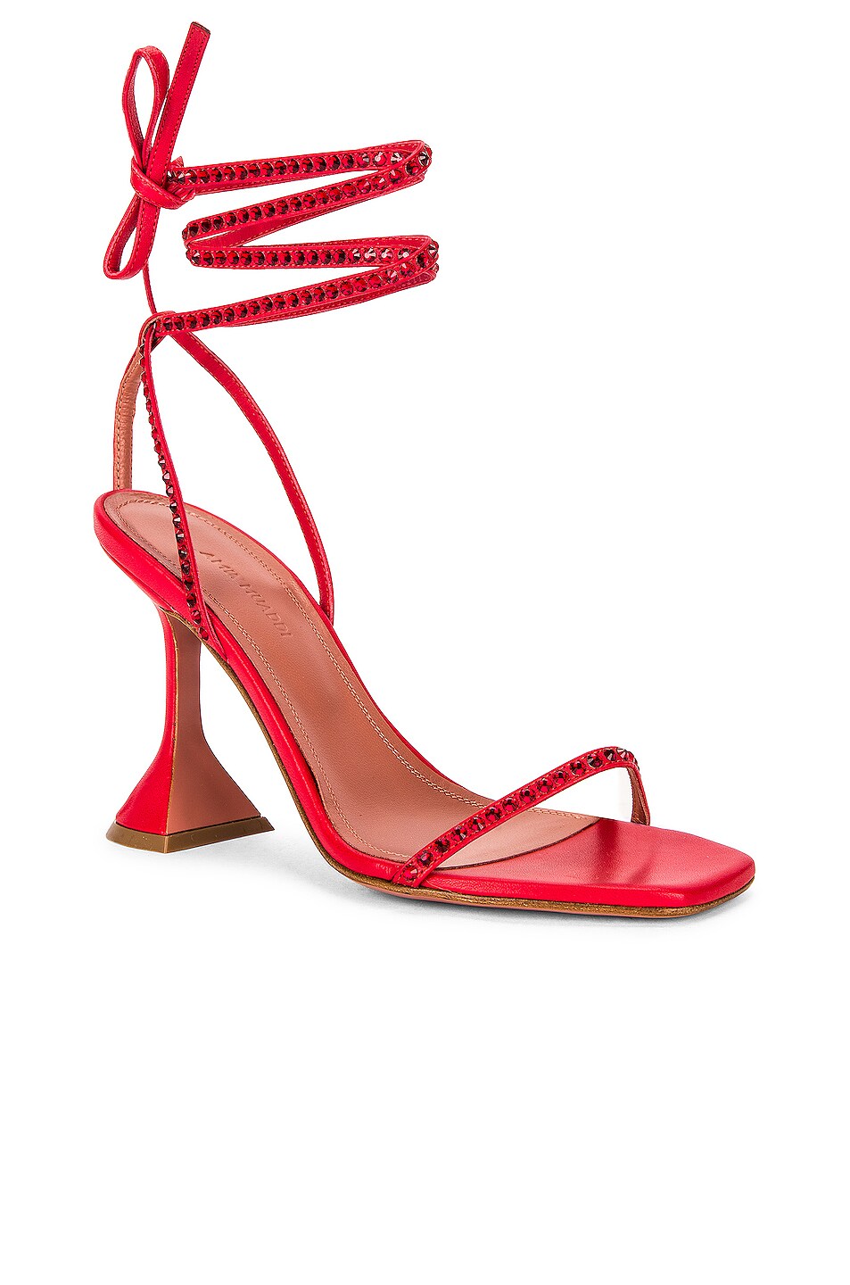 AMINA MUADDI Vita Crystal Nappa Sandal in Red | FWRD