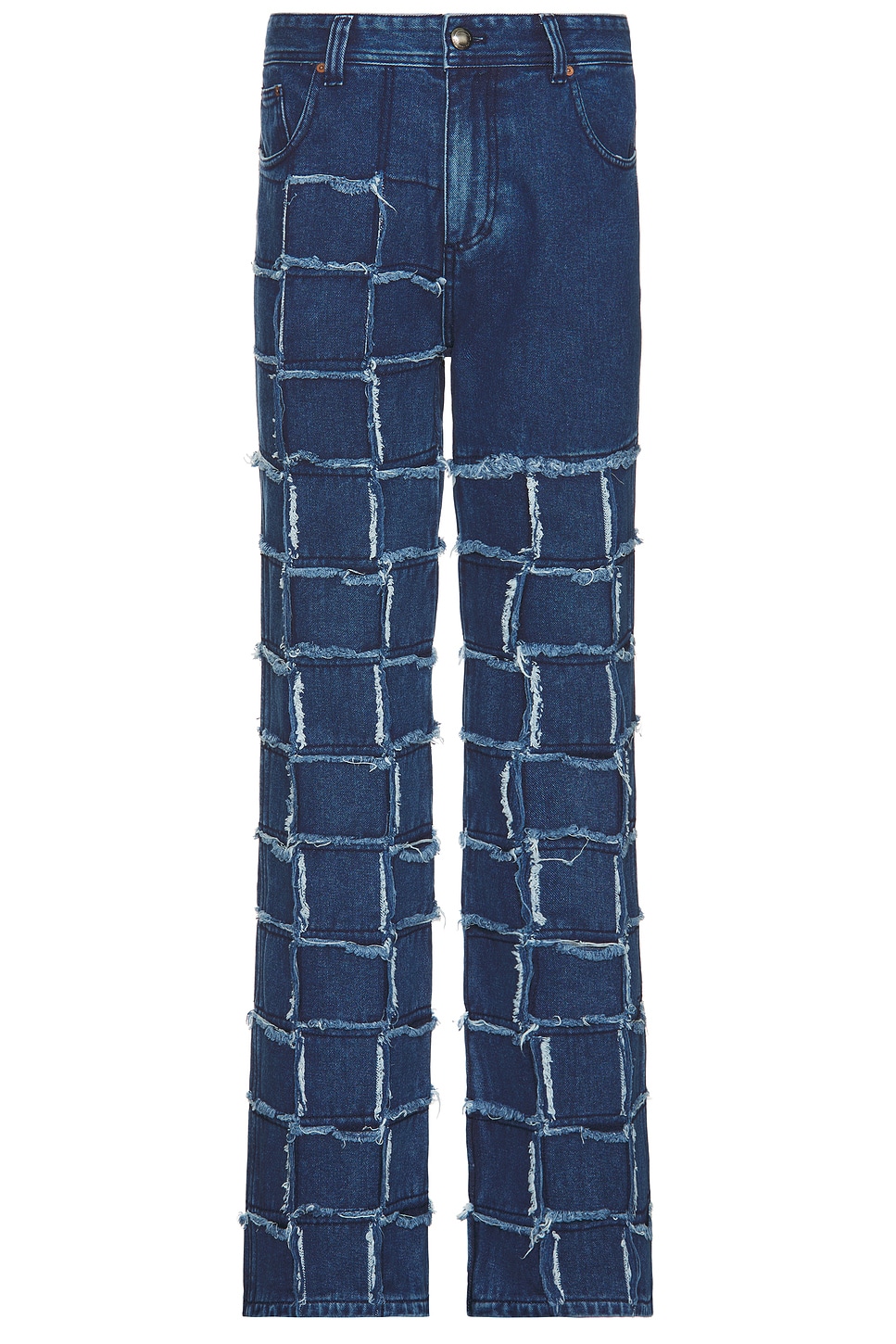 Shop Andersson Bell New Patchwork Wide Leg Jeans In Washed Blue