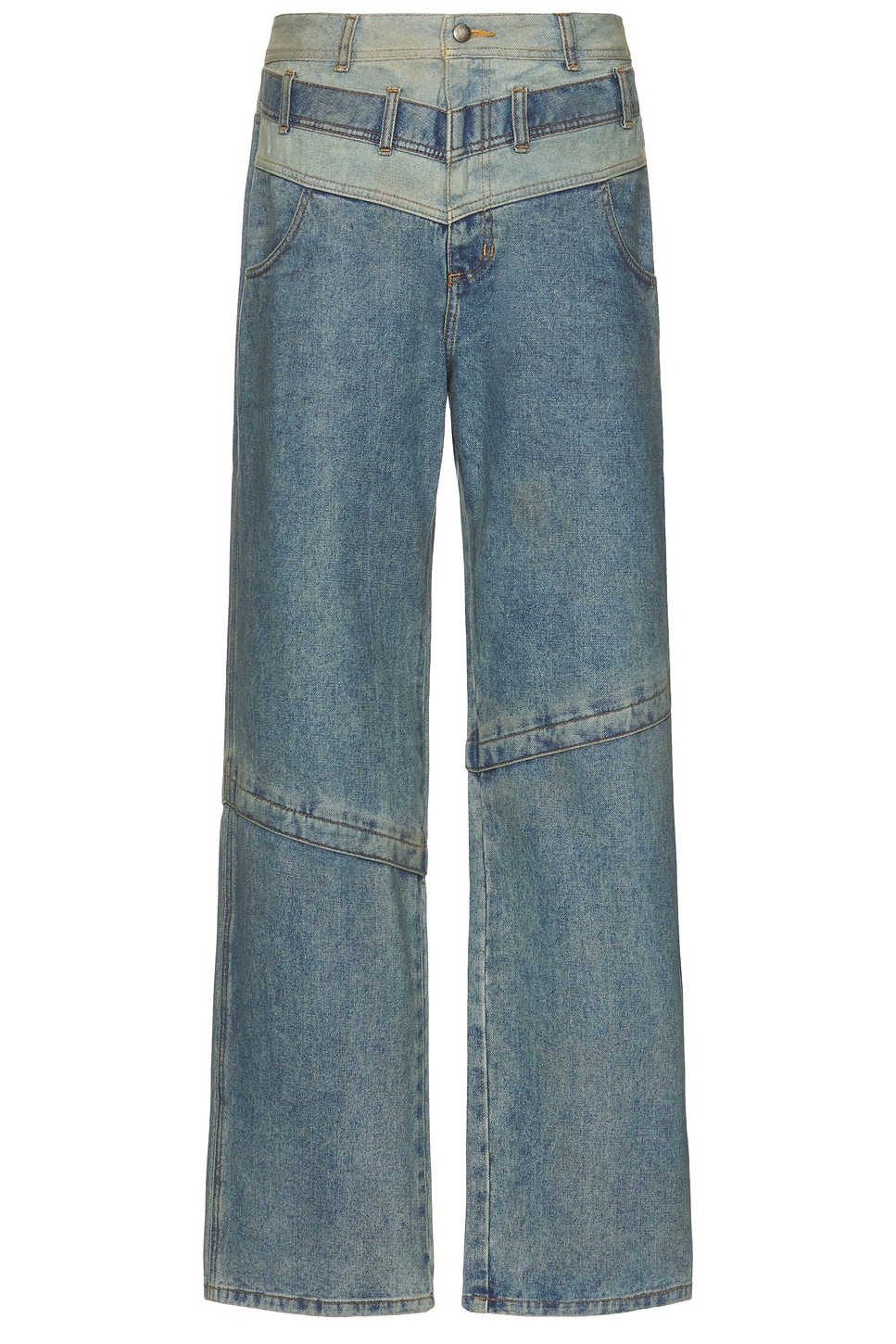 Layered Wide-Leg Jeans in Denim-Medium