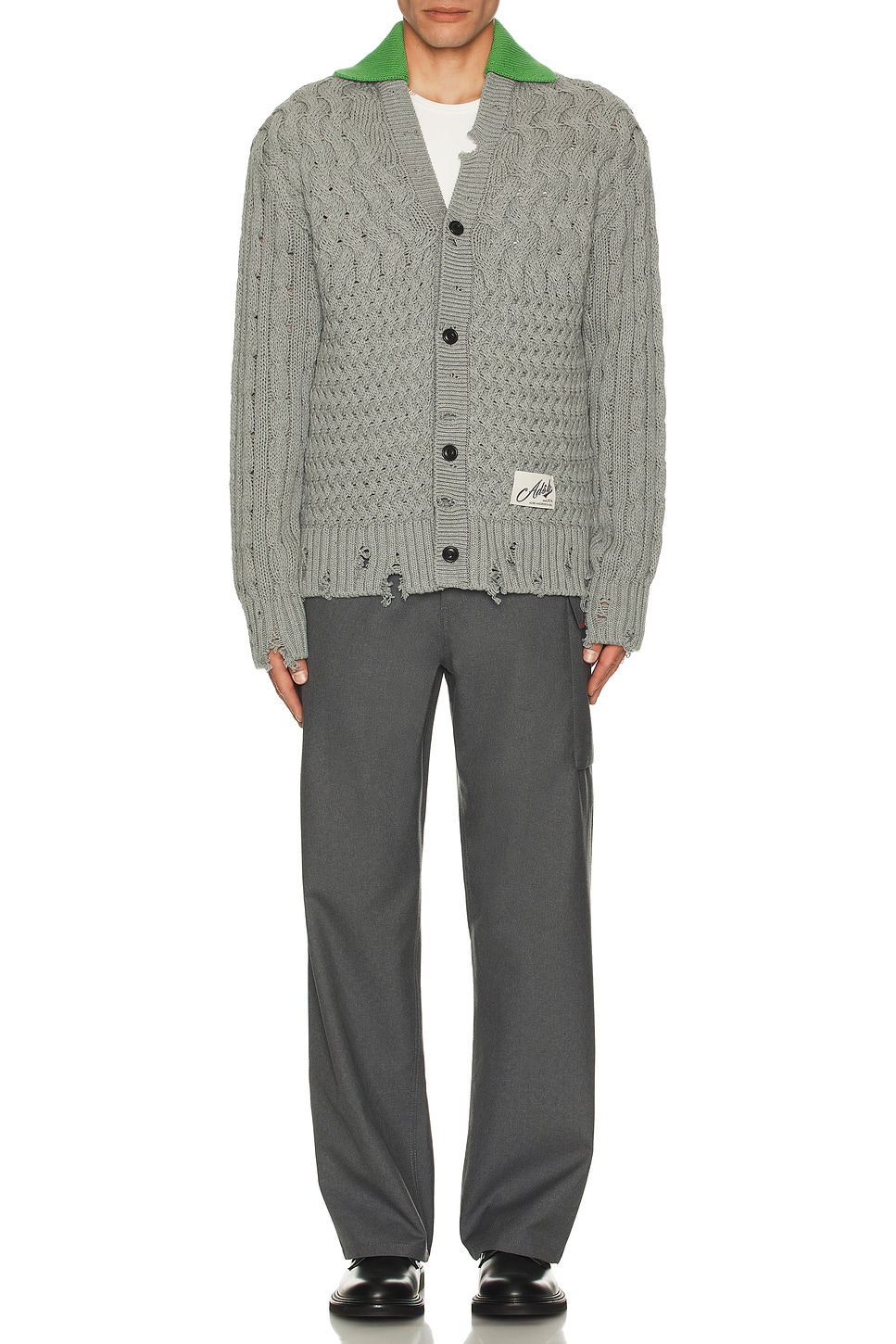 Image 1 of Andersson Bell Green Collar V-Neck Cardigan in Grey