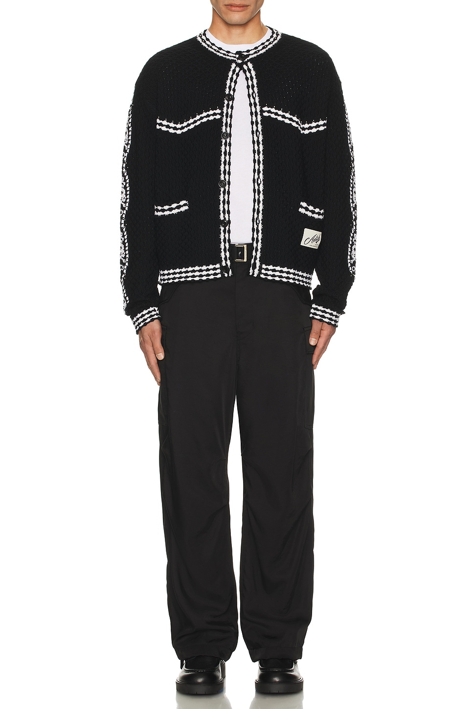 Image 1 of Andersson Bell Fantasia Round-Neck Cardigan in Black