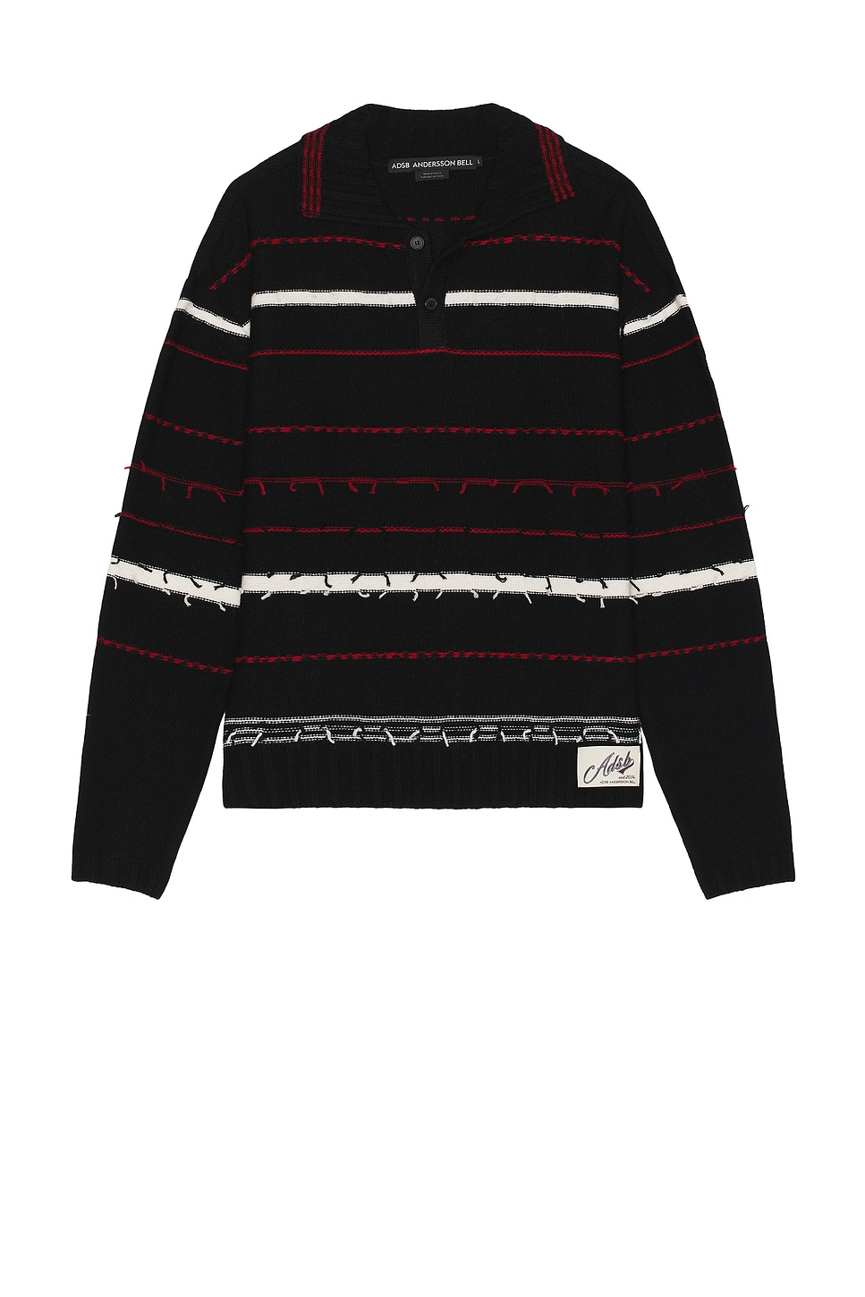 Image 1 of Andersson Bell B&W Stripe Polo Sweater in Black