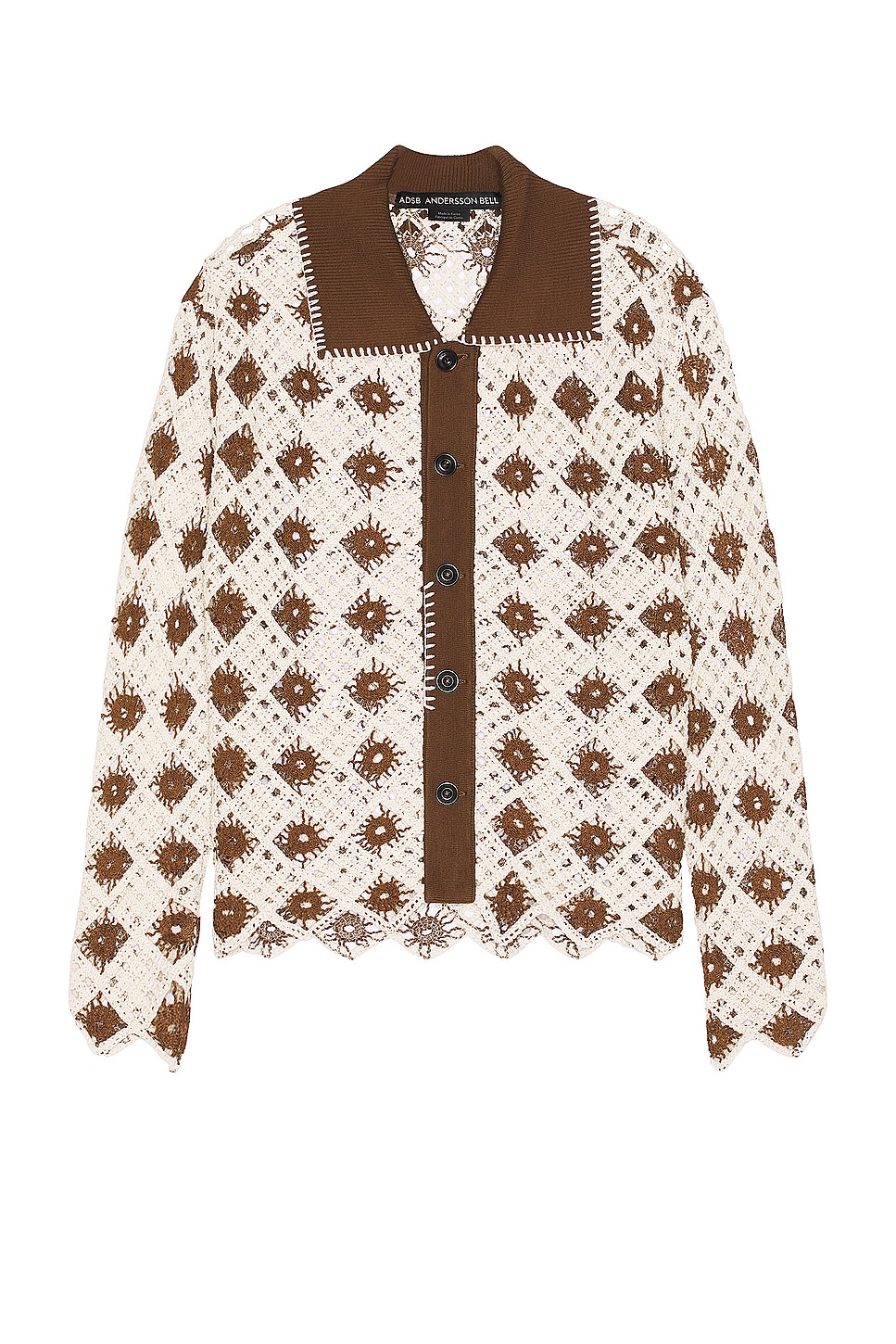 Image 1 of Andersson Bell Crochet Cotton Cardigan in Brown