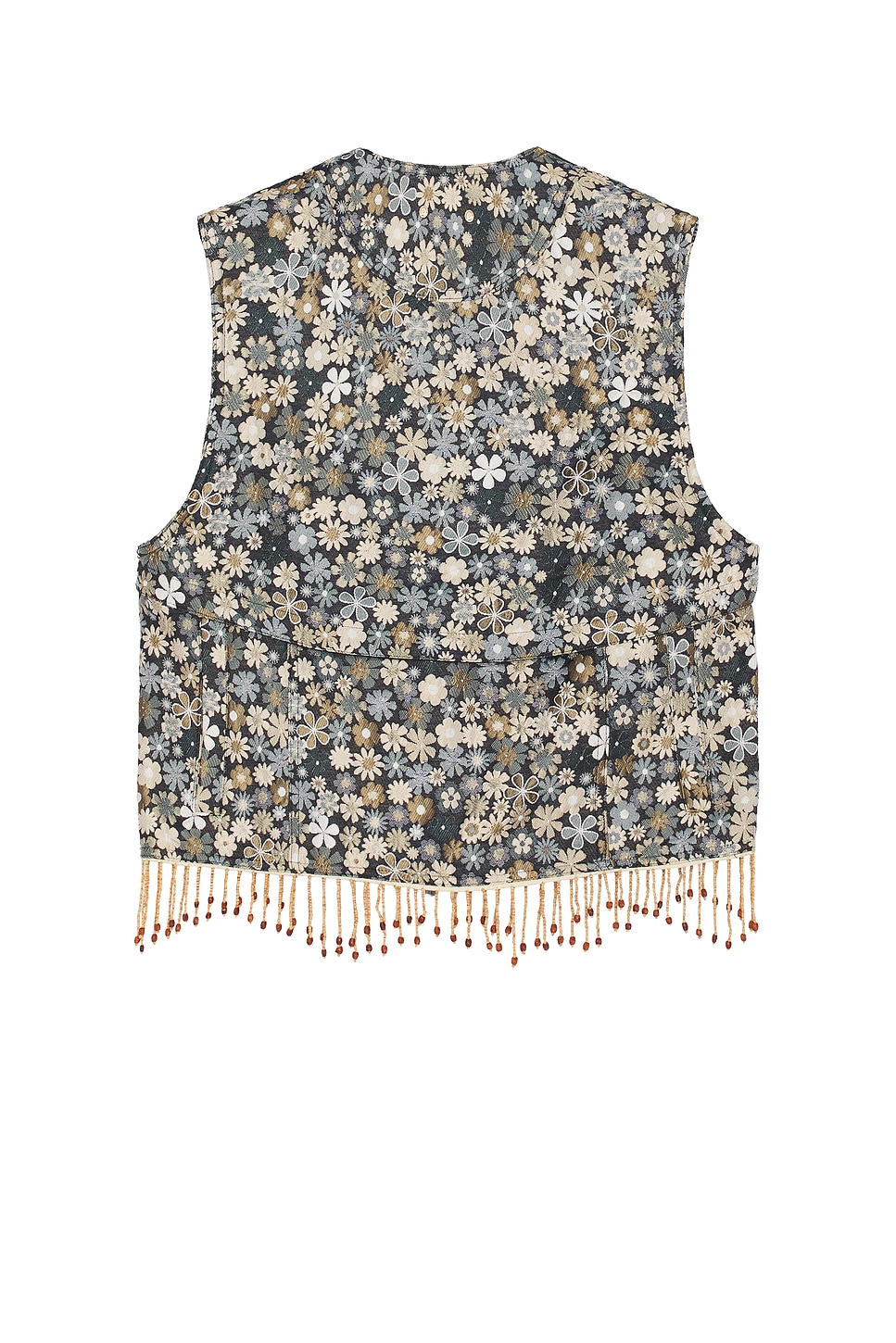 Shop Andersson Bell Flower V Neck Zip Up Vest In Beige & Black