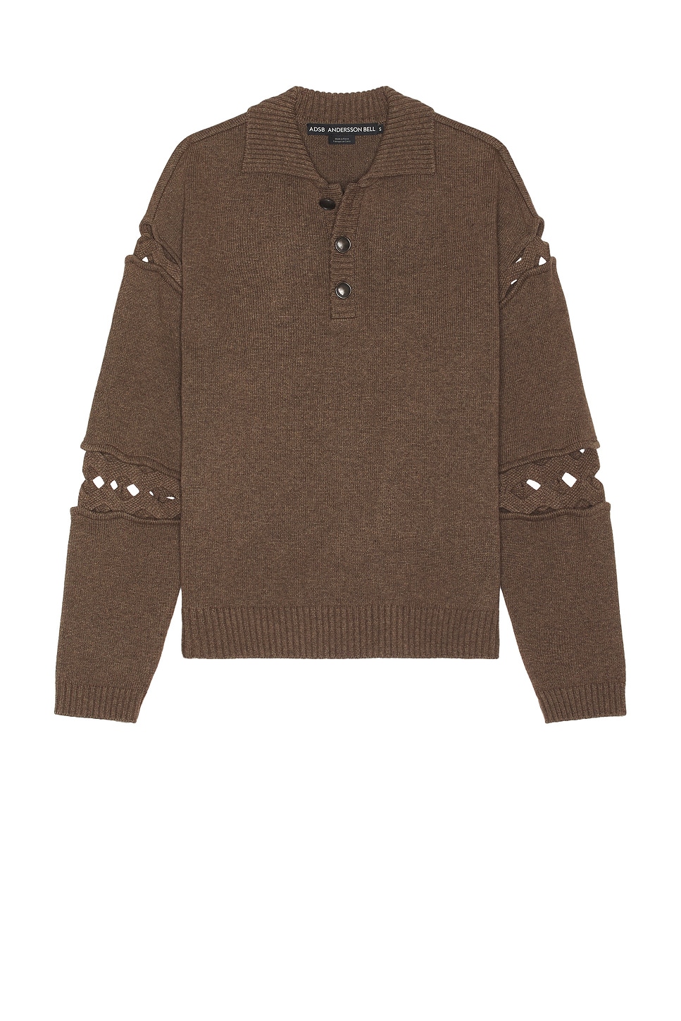 Image 1 of Andersson Bell Cut Out Polo Sweater in Brown