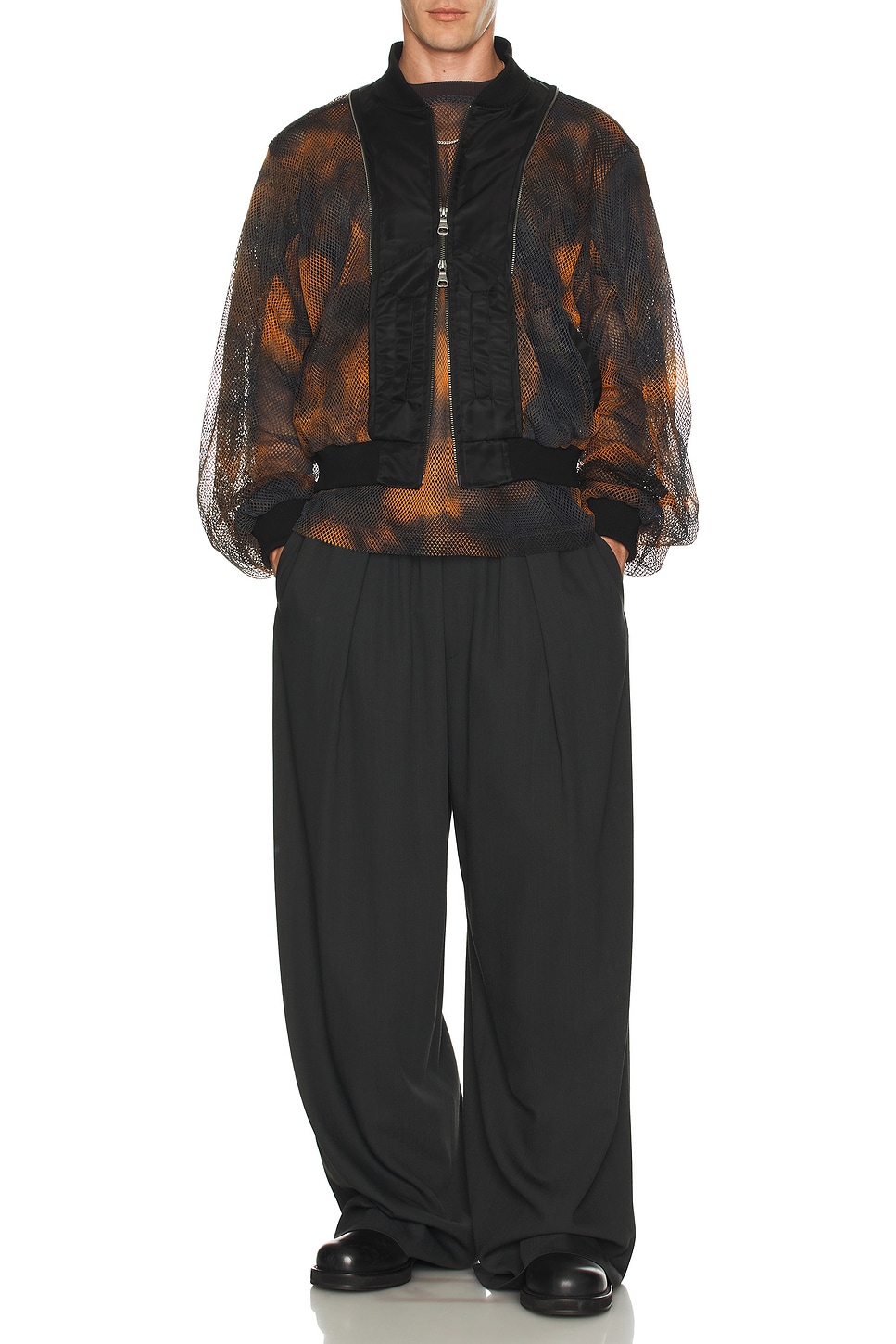 Image 1 of Andersson Bell Unisex Double Layer Mesh Bomber in Black