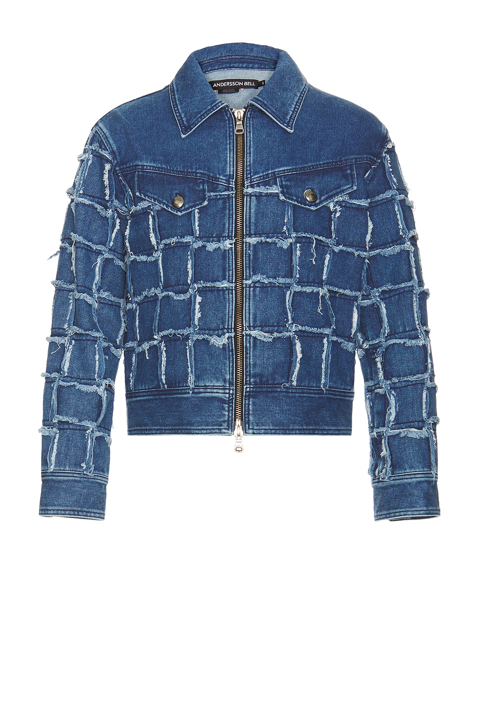 Shop Andersson Bell New Patchwork Denim Jacket In Washed Blue