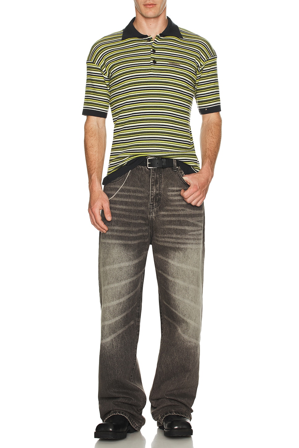 Image 1 of Andersson Bell Stripe Polo Sweater in Multicolor