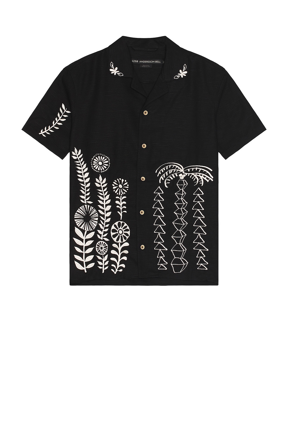 Image 1 of Andersson Bell May Embroidery Open Collar Shirt in Black