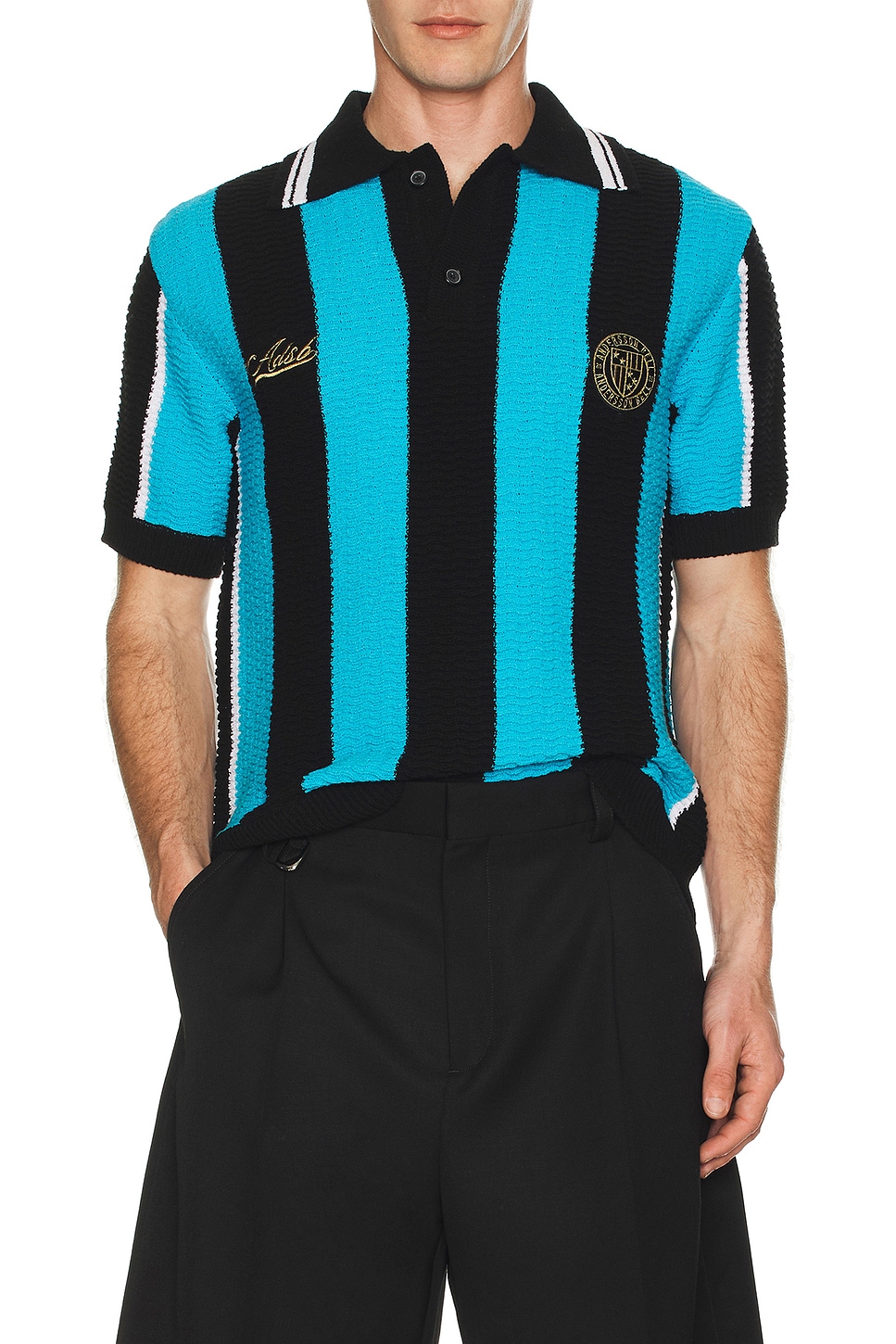 Stripe Soccer Polo Sweater - Thumbnail 4