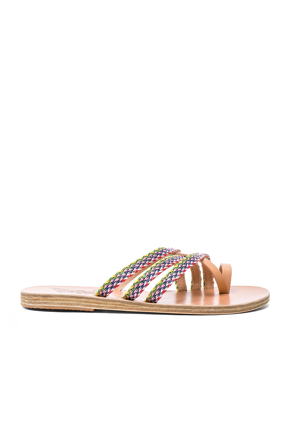 Image 1 of Ancient Greek Sandals Raffia Apli Amalia Sandals in Natural & Multicolor Stripes