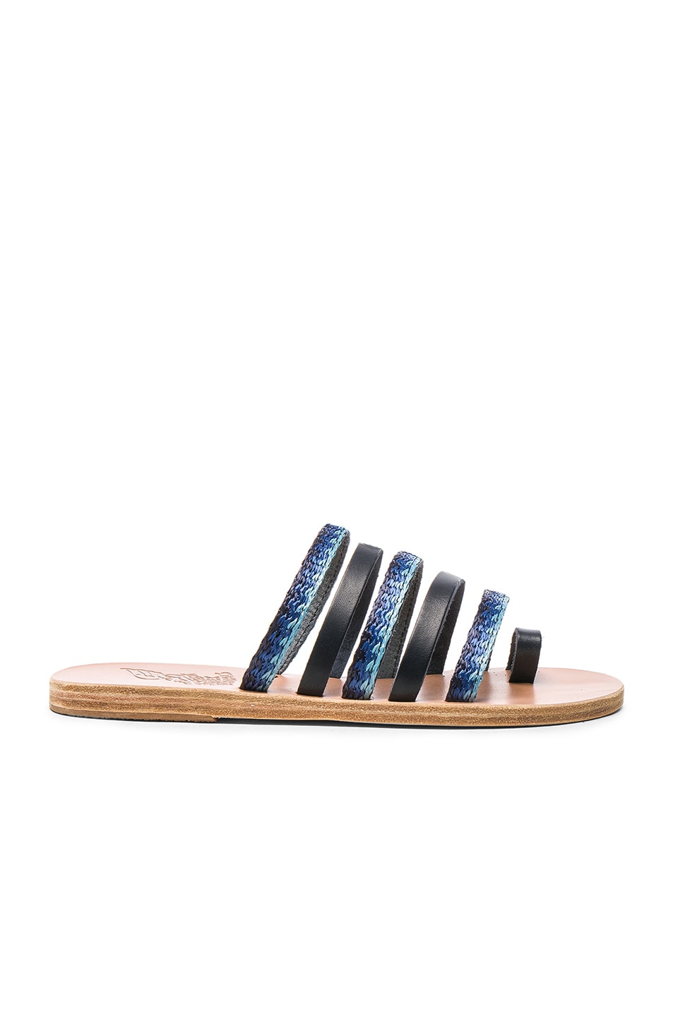 Image 1 of Ancient Greek Sandals Raffia Niki Sandals in Marine & Blue Stripes