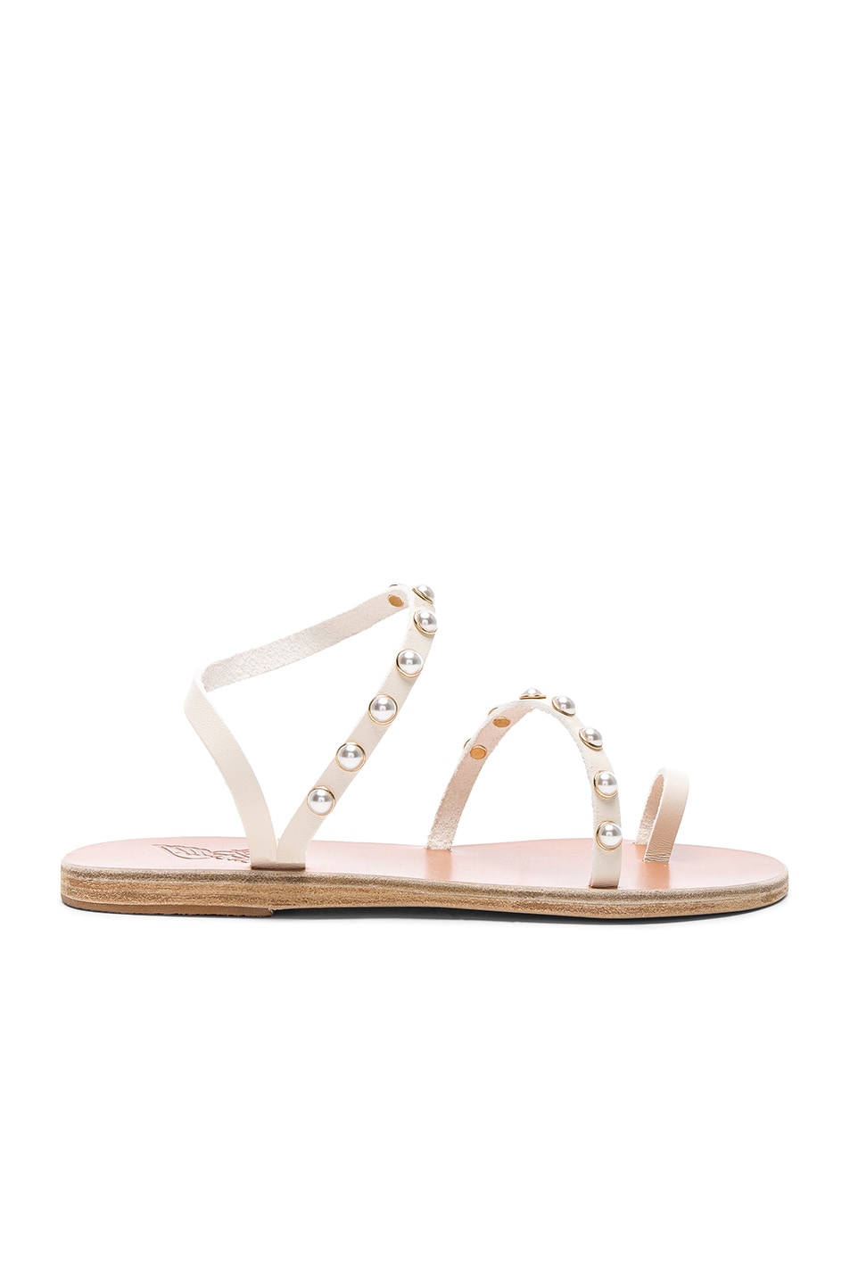 Ancient Greek Sandals Leather Apli Pearls Sandals in Off White | FWRD