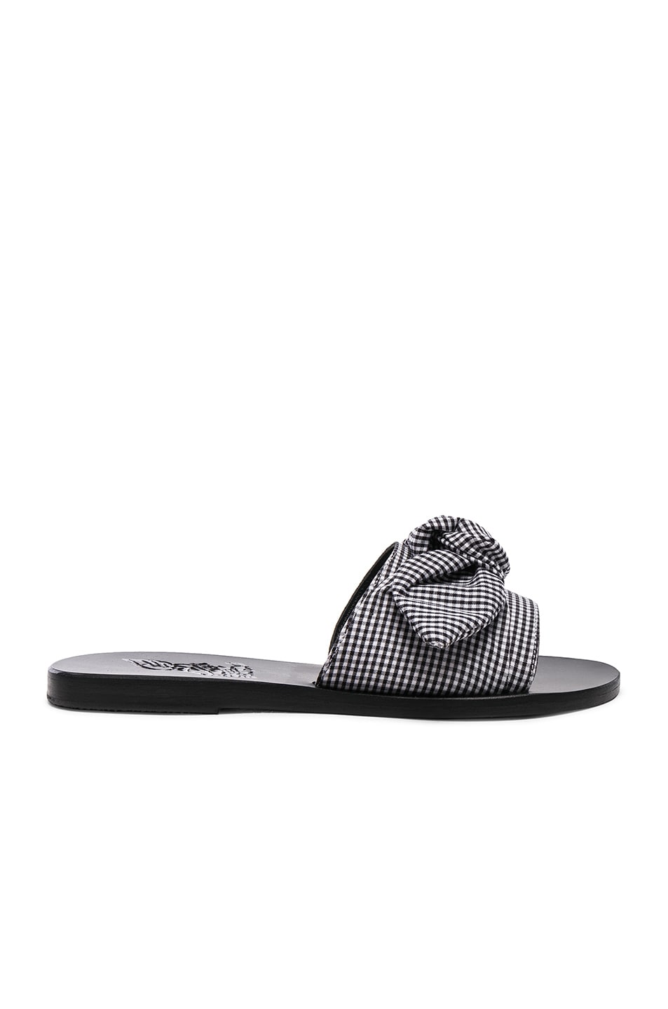 Image 1 of Ancient Greek Sandals Gingham Taygete Bow Sandals in Gingham Black