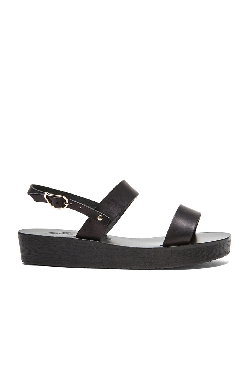 Ancient Greek Sandals Clio Calfskin Leather Platform Sandals in Black ...