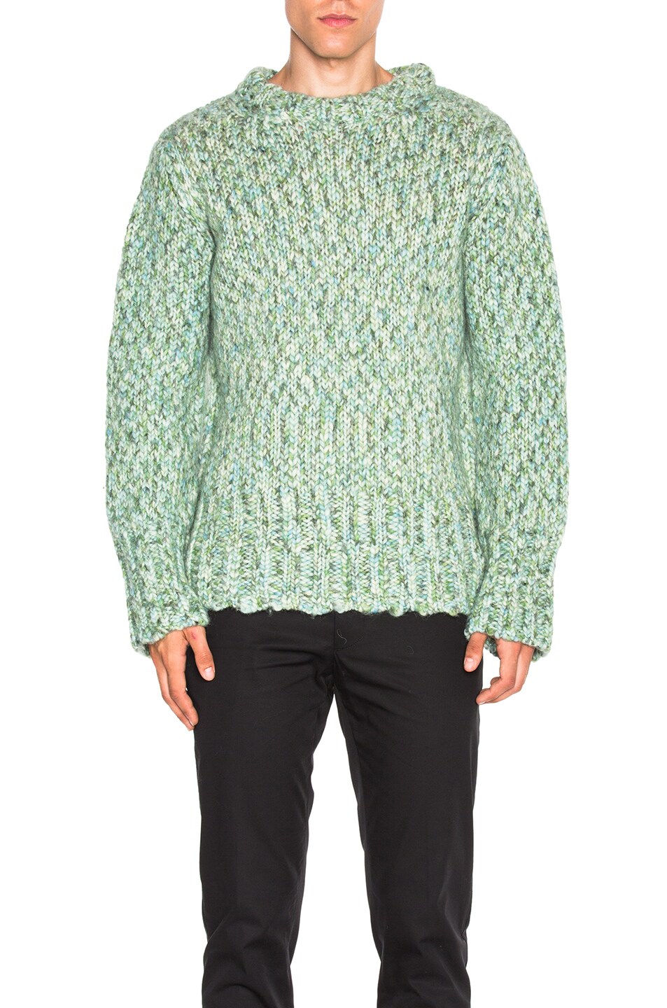 Image 1 of Ann Demeulemeester Chunky Knit Sweater in Turquoise Melange