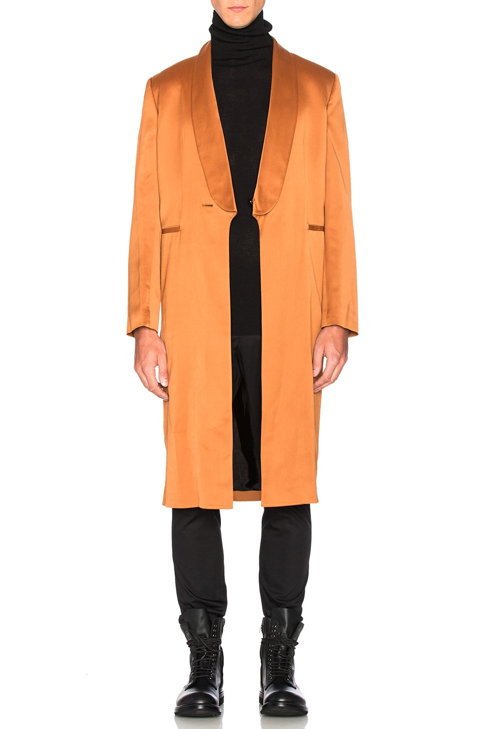 Image 1 of Ann Demeulemeester Satin Robe Jacket in Rust