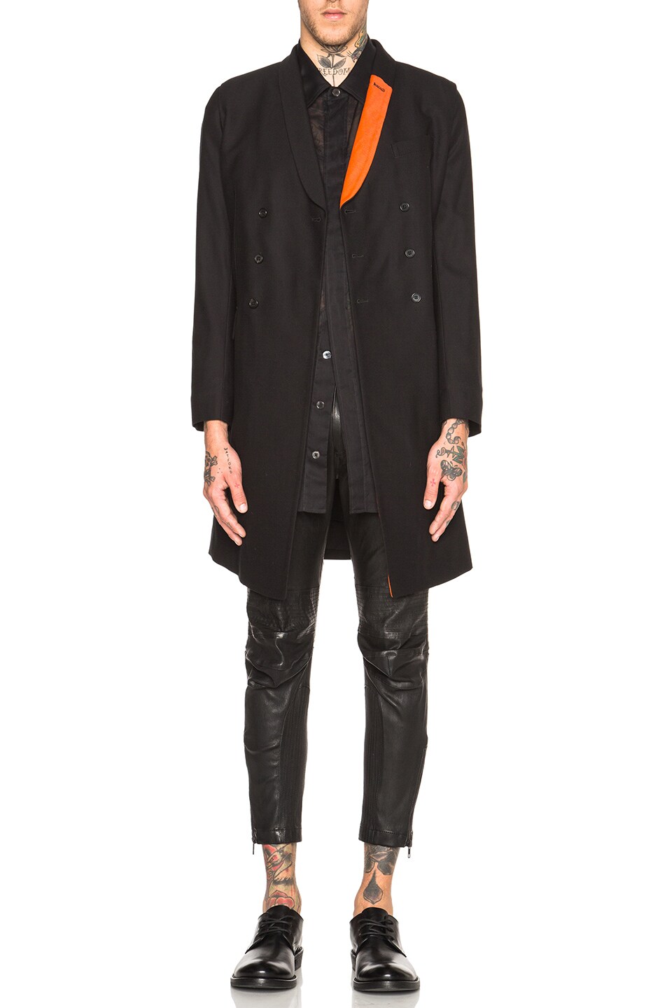 Image 1 of Ann Demeulemeester Coat in Black & Orange